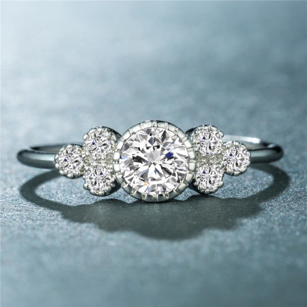 925 Silver Ring Round Cut White Sapphire New - Picture 2 of 4